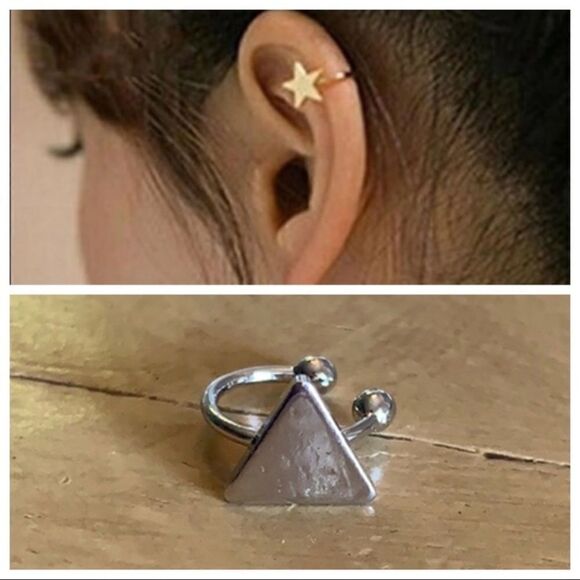 Silver Tone Triangle Earcuff - Picture 1 of 4